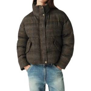 ba&sh Brown Plaid Puffer Jacket